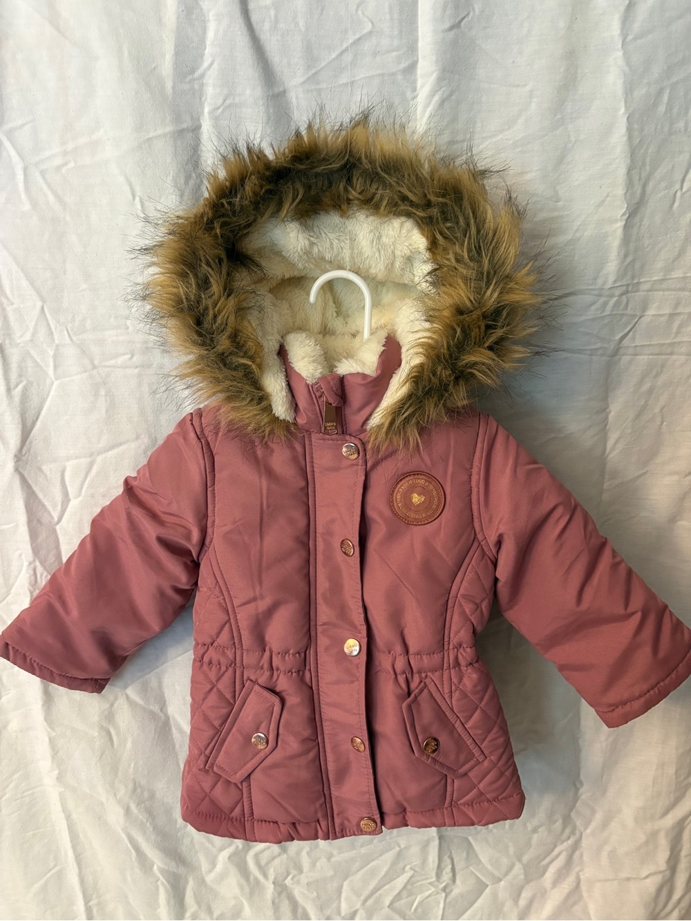 Limited Too Pink Faux-Fur Hooded Puffer Coat